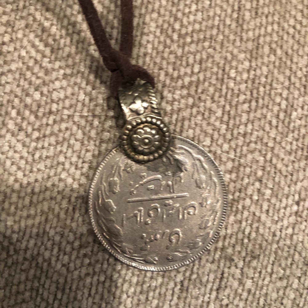 Boutique leather coin necklace